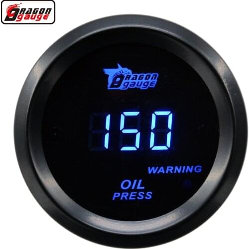 Dragon Universal 52MM Blue LED Digital Oil Pressure Gauge Auto Car Racing Modified With Sensor 0-150 PSI Meter Free Shipping