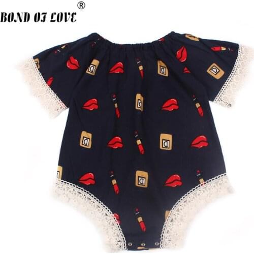 Baby Girls Bodysuits 2019 Summer Lace Newborn Clothing Infant Bodysuits Short Sleeves O-Neck Cute Baby Girl Clothes