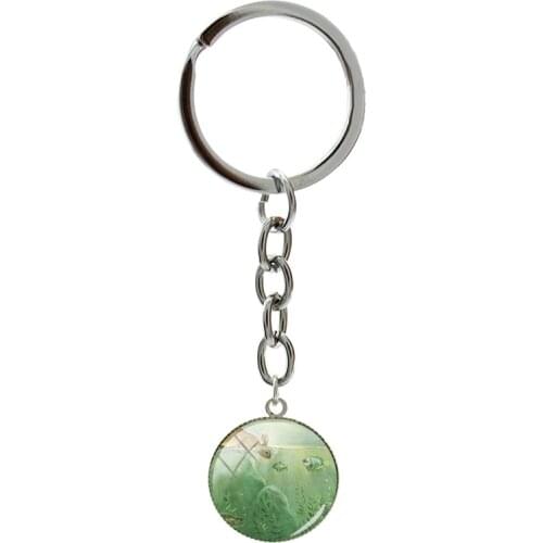 Cute Rabbit And Spirit 20mm Glass Pendant Keychains Animals Photos 2021 Vintage Round Cabochon Key Jewelry For Boys