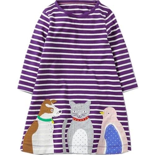 Little Maven Brand New Childrens Clothing Style Long-Sleeved Striped Cartoon Animals Soft Kintted Cotton Girls Fashion Dress