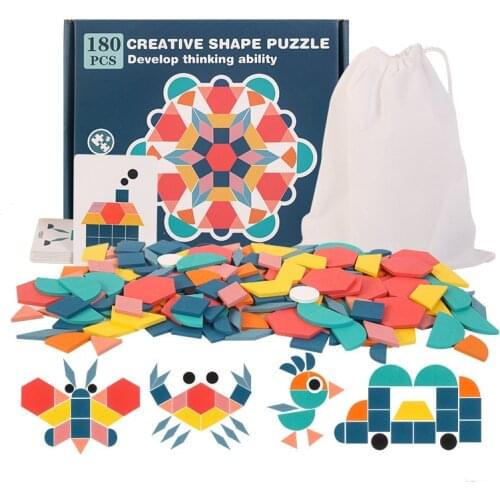 Wooden Puzzle Toy For Children 3D Jigsaw Tangram Clever Board Baby Montessori Educational Learning Toys Geometric Shape Puzzles