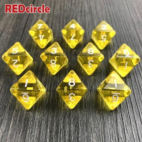 Dnd Polyhedral Transparent/Clear Digital D8 Dice of 10pcs/Set for Board Game / Education with Entertainment/Gift