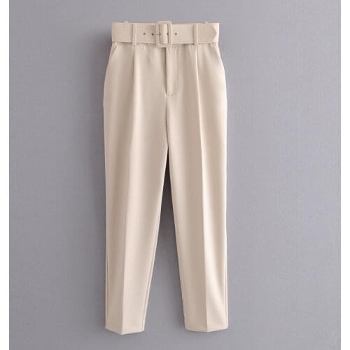 Dave&Di england style simple multicolor solid sashes straight suits pants women pantalones mujer pantalon femme trousers women