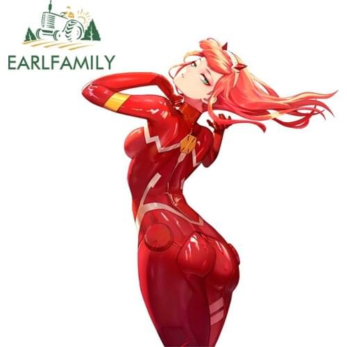 EARLFAMILY 13cm x 10.7cm for Zero Two Darling in the Franxx Car Stickers Cute Sunscreen Decals Anime Scratch-Proof Car Styling