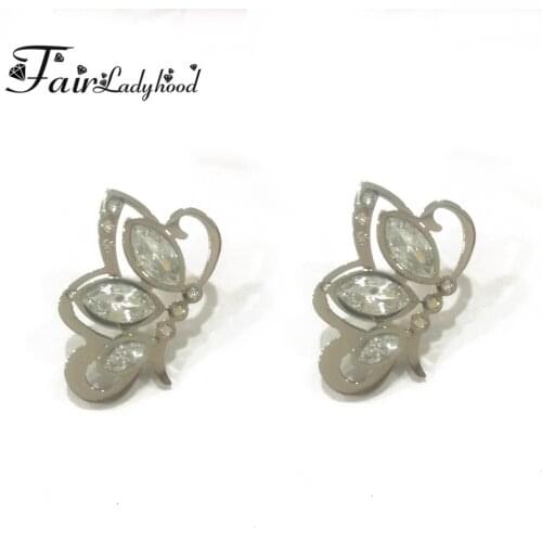 FairLadyHood Cute Butterfly Stud Earrings Girl Earrings High Quality Surgical Steel Jewelry Pendientes Mujer Jewelry