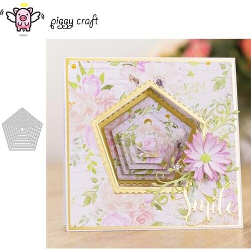 Piggy Craft metal cutting dies cut die mold 8Pcs Pentagonal frame Scrapbook paper craft knife mould blade punch stencils dies