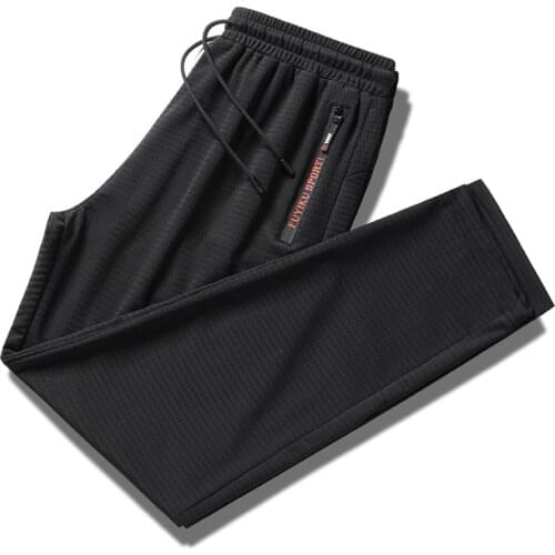 Good Quality 2021 Men Sweatpants Summer Breathable Cool Quick Dry Mens Ice Silk Pants Oversize Trousers Male Big Size 8XL 9XL