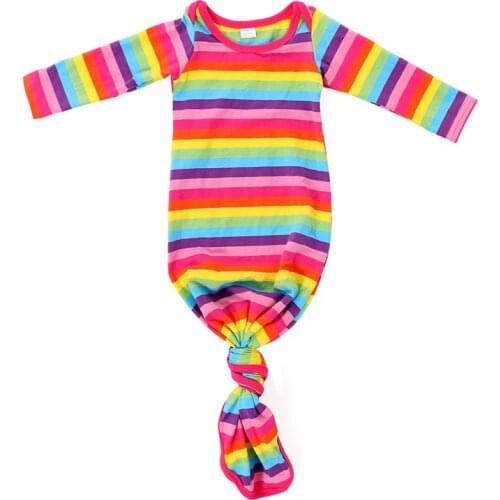 Mint White Stipe Baby Gown Sprint Wholesale Newborn Sleeping Bag Infant Baby Gown Cotton Stripe Sleeping Gowns Girls Boys