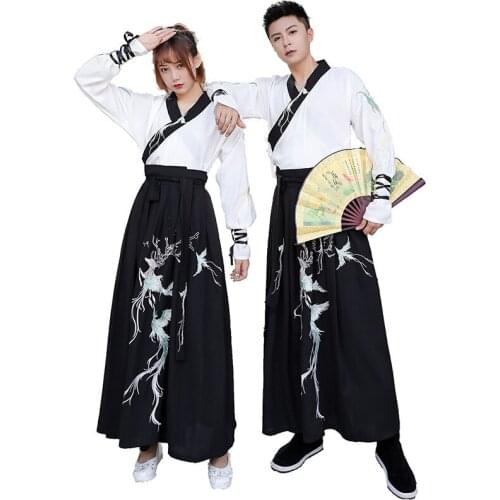 Chinese Clothing Set Men Women Costume Dance Ethnic-Style Costume Wind Improved Chinese Clothing Jacket Skirt Element