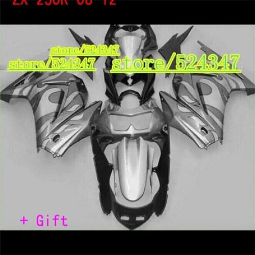 Hot sales Fairing kit for Kawasaki Ninja ZX250R 08 09-14 ZX250R 2010-2011-2012-2013-2014 gray black Fairings set