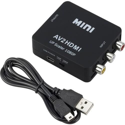 Composite AV CVBS RCA to HDMI-fit Video Converter Adapter 720/1080p Upscale White TR