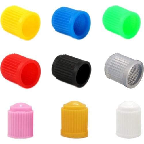 Plastic ABS Tire Valve Stem Cap for Car, Motorbike, Trucks and Bicycles Black Red Pink Green Yellow Transparent (Pack of 100pcs)