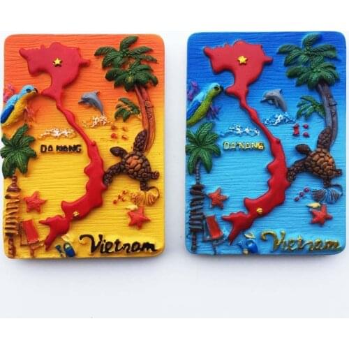 World Tourist Fridge Magnet Souvenir Hanoi Vietnam TI TOP ISLAND HALONG Resin Refrigerator Magnets Sticker Country Travel Decor