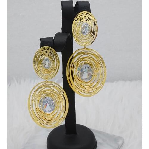 Trendy Jewellery 2021 Fashion Round Shape Long Drop Dangle Earring For Women Big Earrings Costume Wedding Party Gift