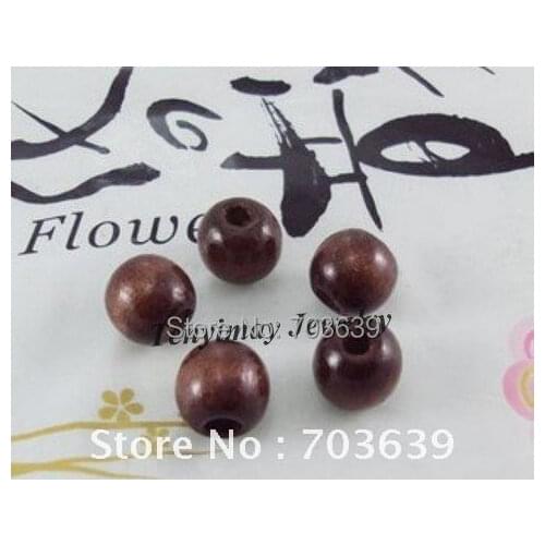 Wholesale 1000pcs 12mm Coffee Colour Round Wood Beads For DIY Free Shipping