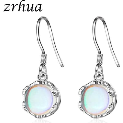 ZRHUA Original Creative 925 Sterling Silver Round Ball Drop Earrings For Women Silver 925 Jewelry Gift Stylish Crystal