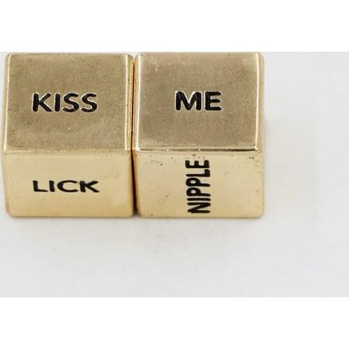 A Pair English Sexy Metal Gold Dice Action Dice Couple Lover Dice