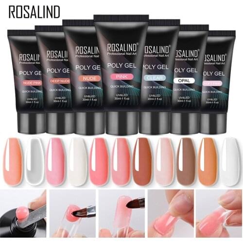 ROSALIND Pure Color Poly Nail Polish Gel Acrylic Extension Semi Permanent Crystal Jelly Art Design Extension Glue 15ML/30ML