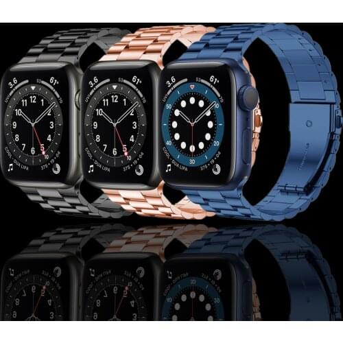 For apple watch band series 6 se 5 4 44mm 40mm Stainless Steel strap for iwatch 3 42mm 38mm bracelet upgraded adapter correa