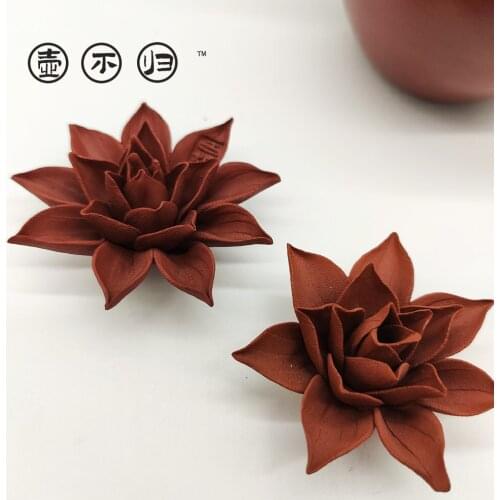 Handmade water lily purple clay tea pet medium trumpet ornaments home decoration creative tea sets tea decorations