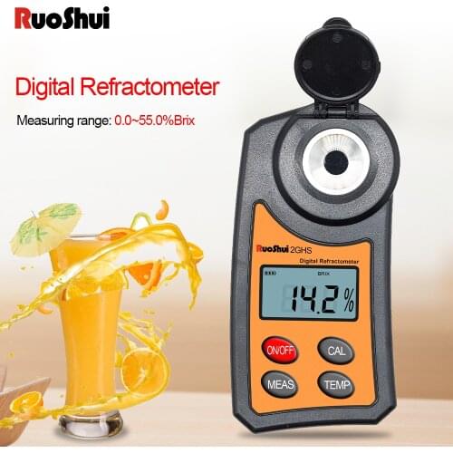 RuoShui Digital Refractometer Range 0.0-55% Brix tester Hydrometer for Honey Grape Wine Fruit Beer Medicine Sugar Concentration