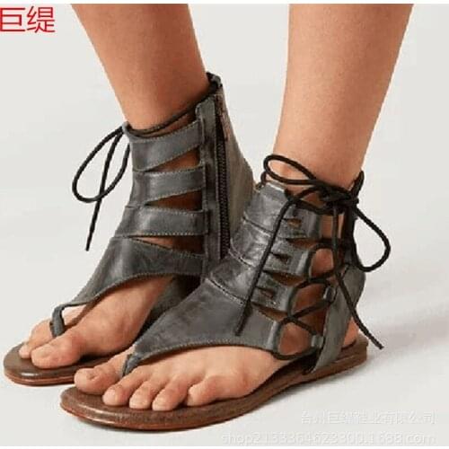 Large flat bottom lace up sandals