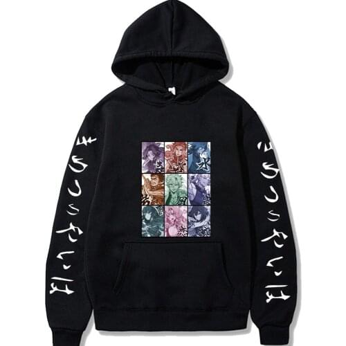 Demon Slayer Anime Hoodies Kawaii Color Cartoon Character Graphics Kamado Tanjirou Friends Winter Cartoon Harajuku Sweatshirts