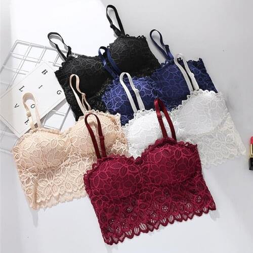 Summer Women Lace Sexy Top Foral Sleeveless Solid Tops Wireless Padded Bralette Bra Seamless Club Crop Tank Top Mujer Underwear