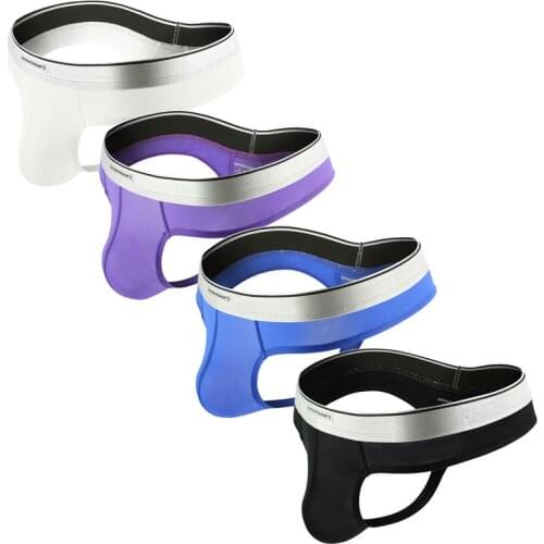4PCS Men Thongs Underpants Sexy T-Back Breathable Low Rise Width Belt Underwear Gay Male U Convex Bikini G-String Male Panties