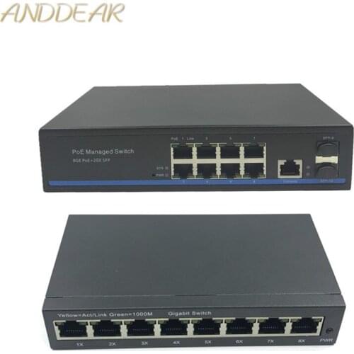 Management 8 Port 10/100/1000Mbps PoE Ethernet Switch Managed Switch With 2 Gigabit SFP Slots IGMP VLAN Management PoE Switch