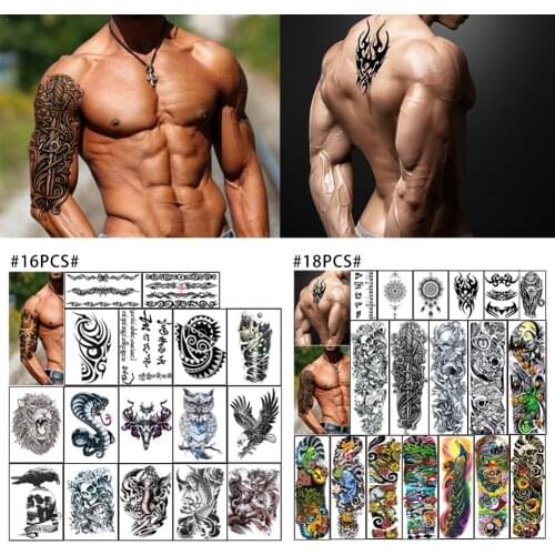 Temporary Tattoo for Guys for Man - Temporary Tattoo Black tattoo Body Stickers Arm Shoulder Chest & Back Make Up