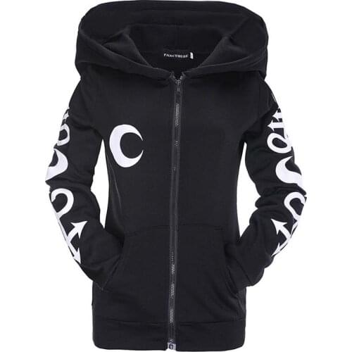 Hoodies Coat Women Warm Long Sleeve Fashion Gothic Punk Letter Print Warm Jacket Female Casual Oversized Zipper Sweatshirts