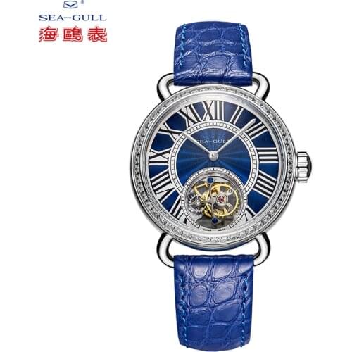 Seagull ladies watch manual tourbillon mechanical watch high-end luxury fashion trend leather strap mechanical watch 6034L