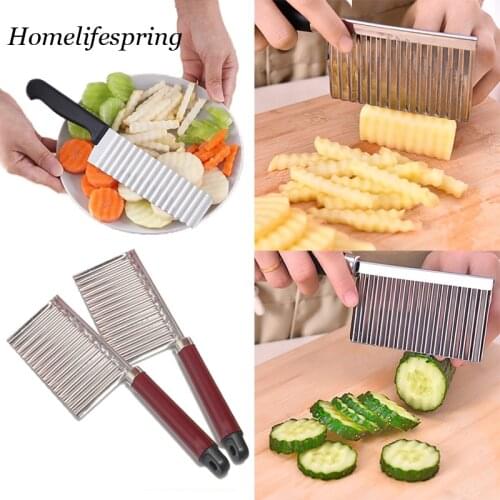 1/2pcs Stainless Steel Potato Chip Slicer Dough Vegetable Fruit Crinkle Wavy Slicer Knife Potato Cutter Chopper French Fry Maker