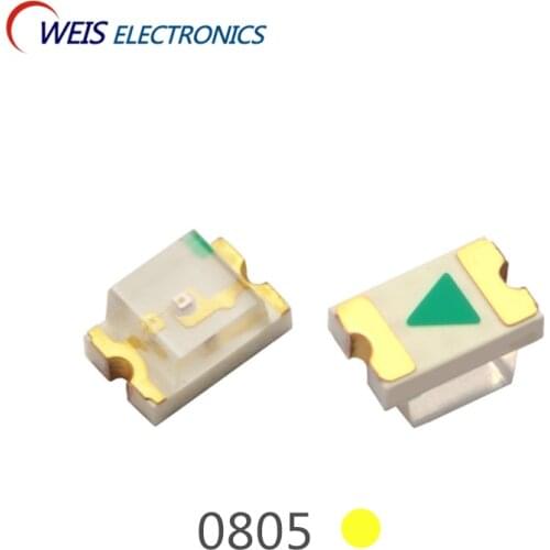 3000PCS 0805 YELLOW LED 2102 SMD LIGHT BEADS 520-525NM 128-160MCD 20mA 2.0-2.2V LAMP Wholesale