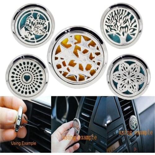 5 Style Stainless Car Air Vent Freshener Essential Oil Diffuser Locket Best Gift Favors