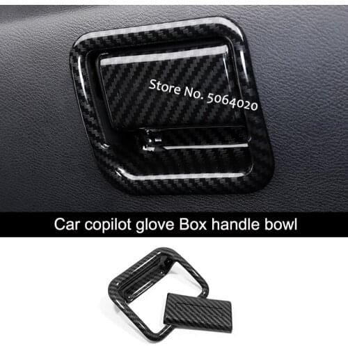 ABS Matte/Carbon fibre Car copilot glove Box handle bowl Cover Trim For Nissan Navara NP300 2017 2018 2019 accessories 2pcs