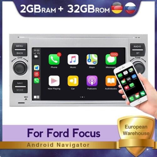 2Din Android Car Radio For Ford Focus 2 Mondeo S C Max Kuga Fiesta Fusion GPS Navigation Multimedia Player Wifi HD Touch Screen