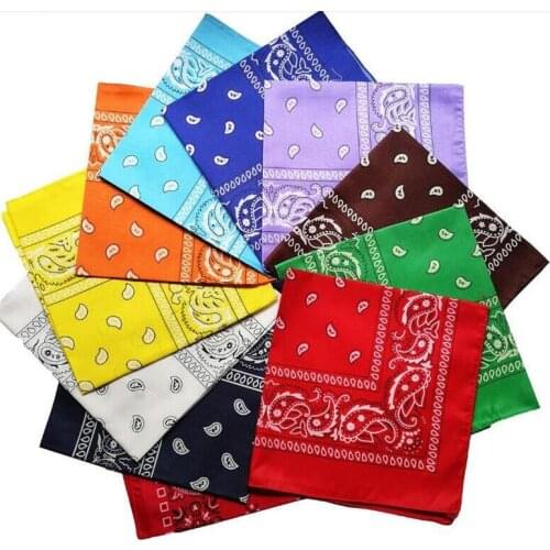 Fashion Hip Hop 100% Cotton Bandana Square Scarf 54cm*54cm Black Red Paisley Headband Printed For Women/Men/Boys/Girls