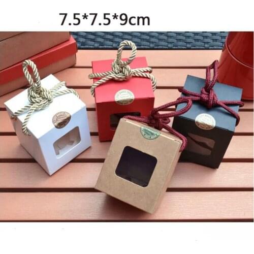 Free DHL Shipping 500pcs/lot 7.5*7.5*9cm Window box kraft paper gift box honey jam tea brown sugar box Candy Boxes SN3523