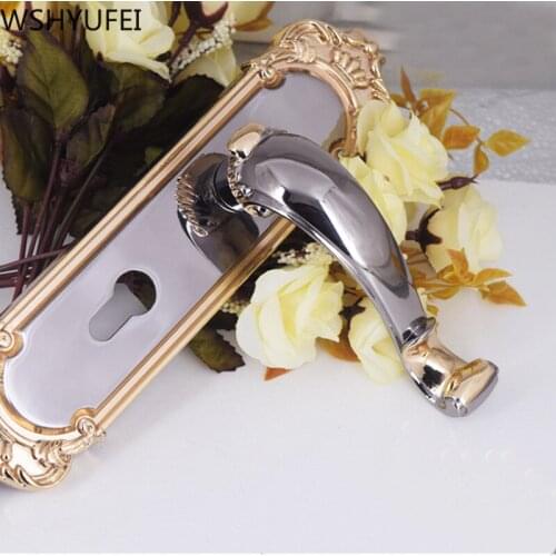 European Style Mute Room Door Lock Handle Fashion Interior Door Knobs Lock Luxurious Anti-Theft Gate Lock Furniture Hardware