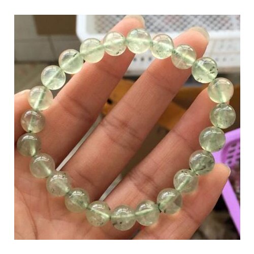 Free shipping 8-8.5mm Natural Green Grape Green Rutilated Quartz Crystal Bracelet