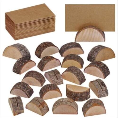 Wooden Table Holder Name Place Cards Stand Stump Wedding Party Decorating Sign Wood Craft Menu Clip Card Decorate Supplies