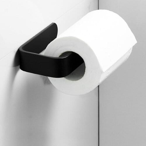 Toilet Paper Holder Acrylic Bathroom Tissue Rack No-Drill Self Adhesive Kitchen Roll Holder Paper Tissue Rack Hook Black Hanger