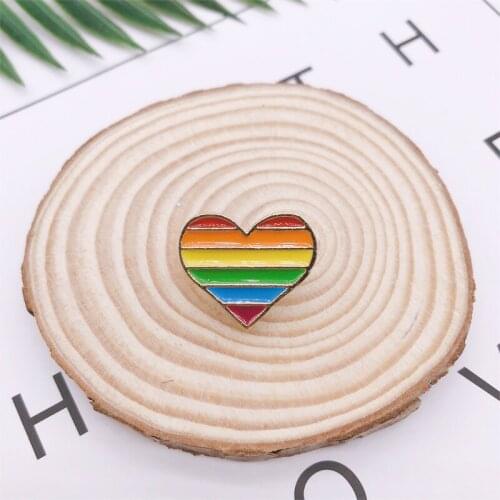 Cartoon Color Rainbow Heart Shape Love Enamel Brooch Alloy Badge Denim Clothes Bag Pin Cute Sweet Jewelry Gift For Couple