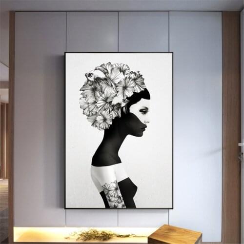 Posters on The Wall Modern Salon Black White Girl Posters and Prints Wall Painting Nordic Art Home Decor Wall Pictures