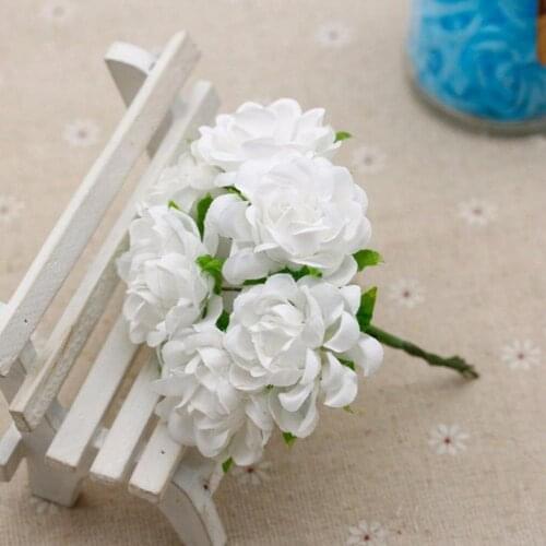 6Pcs Artificial Silk Fake Flowers Floral Wedding Bouquet Party Christmas/Halloween Decoration Natural Dried Flowers