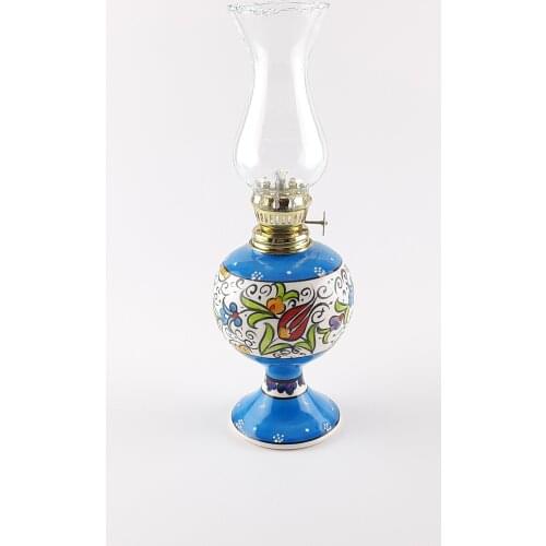 Ceramic Blue Gas Lamp Turkish Style Handmade Gift Decorative