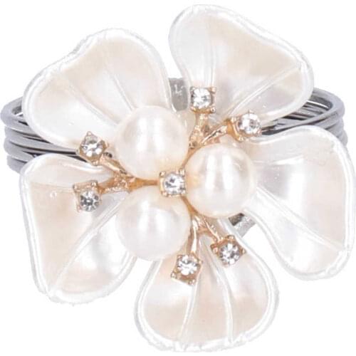Napkin Ring Round Napkin Buckle with Fake Pearl Rhinestone Decoration for Hotel Dining Table