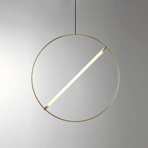 Nordic circle restaurant iron chandelier modern minimalist designer model room project exhibition hall living room circle lamp